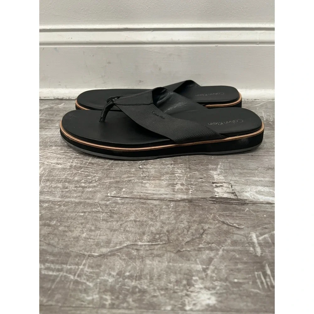 Calvin Klein Thong Sandals Mens Black Sandals Deano Style Flip Flops Size 11